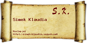 Simek Klaudia névjegykártya